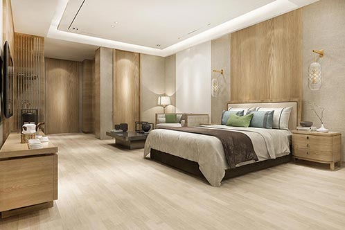 3D Rendering Luxuray Modern Bedroom Suite in Hotel With Wardrobe