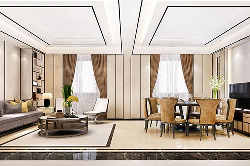 3D Rendering Modern Dining and Living Room With Luxury Decor Photo 1